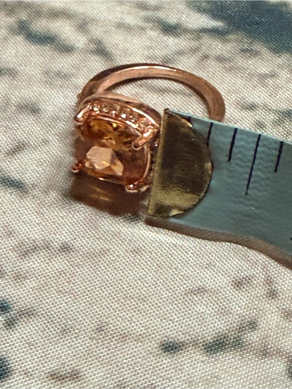 New elegant halo ring 18k rose gold plated morganite cubic zirconia‎ size 7